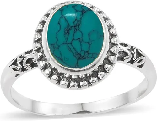 Vista 31 de Anillo de plata de ley 925 para mujer, anillo único de gema ovalada hecho a mano