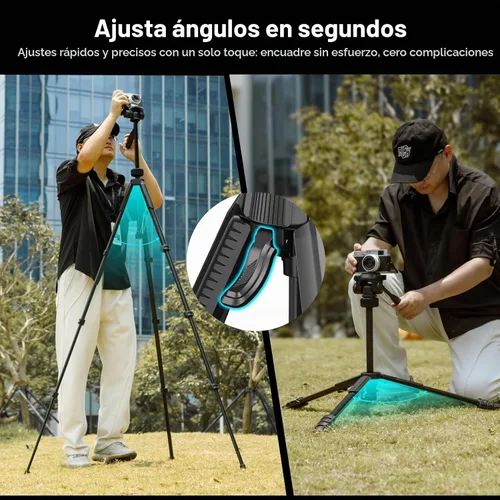 Vista 3 de SmallRig Soporte de trípode para cámara de 71" AP-21, trípode de viaje para iPhone y cámara para Canon para Nikon con soporte para teléfono y bolsa