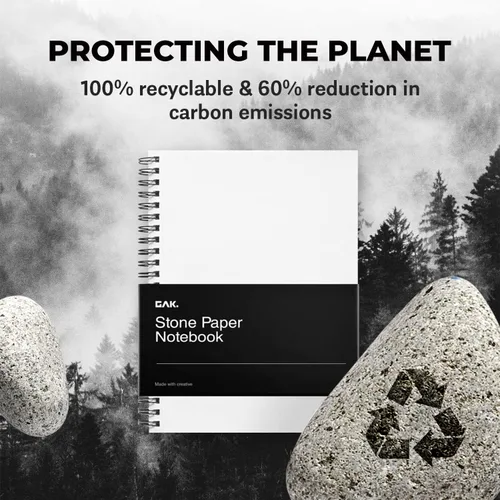 Vista 5 de GAK. Cuaderno de papel de piedra impermeable en espiral (tamaño M) – 5.8 x 8.3 pulgadas, 50 hojas, cuaderno de papel de piedra, cuaderno de notas