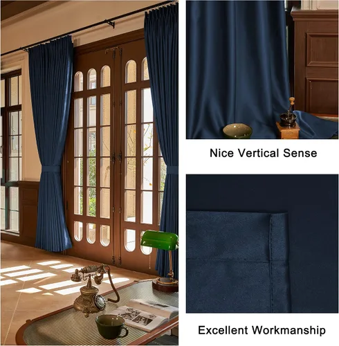 Vista 62 de HUTO Cortinas Plisadas de Pinzas Opacas con Aislamiento Térmico para Oscurecer la Habitación, Panel de Tratamiento de Ventana para Sala de Estar