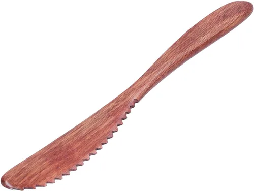 Vista 6 de Juego de 5 cuchillos de madera para cena, cuchillos de pastel pulidos, cuchillo de mantequilla reutilizable, cuchillo ecológico hecho a mano, juego