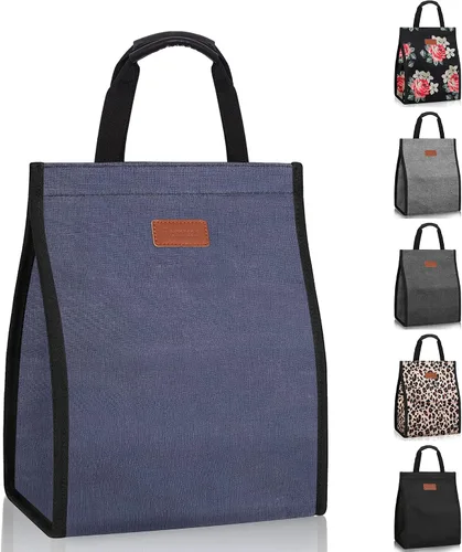 Vista 16 de Bolsas de almuerzo para mujer, aisladas, reutilizables, con bolsillo interno, bolsa de almuerzo para adultos para el trabajo