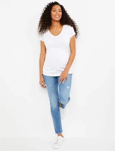 Vista 5 de Motherhood Maternity Women's Repreve Sustainable Over The Belly Skinny Denim Maternity Jeans Indigo Blue