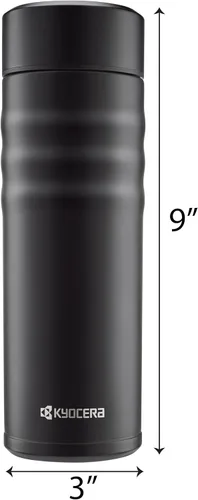 Vista 10 de Kyocera Taza de viaje con tapa giratoria, 17oz, negro azabache