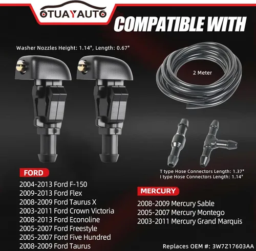 Vista 2 de OTUAYAUTO Kit de boquillas de lavador de parabrisas delantero para Ford F150 2004-2013 - Reemplaza OEM # 3W7Z-17603-AA, 3W7Z17603AA, boquilla