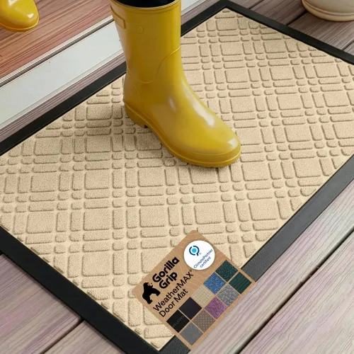 Vista 100 de Gorilla Grip - Tapete WeatherMax todo terreno 100% impermeable, caucho natural, resistente a manchas y decoloración, interior y exterior, fácil