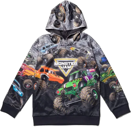Vista 3 de Monster Jam Zombie Grave Digger Megalodon - Sudadera con capucha de forro polar para niños pequeños a grandes