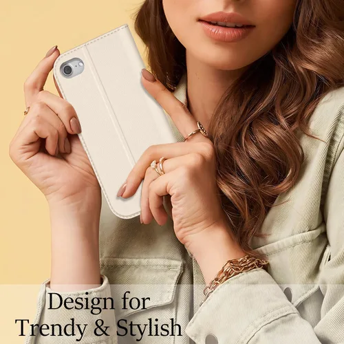 Vista 6 de oakxco Funda tipo cartera para iPhone SE 2022/2020/8/7 con soporte para tarjeta de crédito, funda magnética RFID delgada tipo libro con tapa