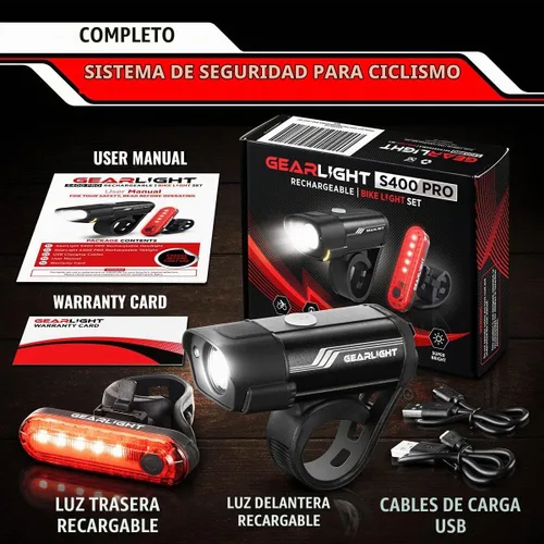 Vista 7 de Bike Lights for Night Riding, USB Rechargeable Front and Back Lights, LED Bicycle Headlight and Tail Light Set, Water Resistant Bike Lights
