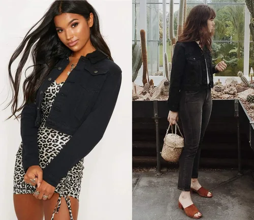 Vista 6 de Zeagoo Chaqueta vaquera recortada para mujer, de manga larga, con botones, básica, clásica