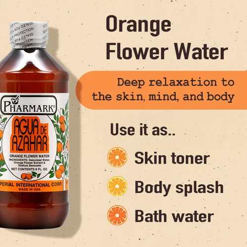 Vista 3 de Pharmark Agua de flor de naranja – Tónico facial natural sin alcohol y niebla hidratante de neroli para pieles sensibles – Astringente botánico