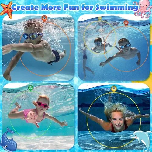 Vista 7 de Cludoo Anillos de natación para buceo en piscina, juguetes para niños, alta estabilidad, no requiere montaje, juguete de piscina, aros de natación