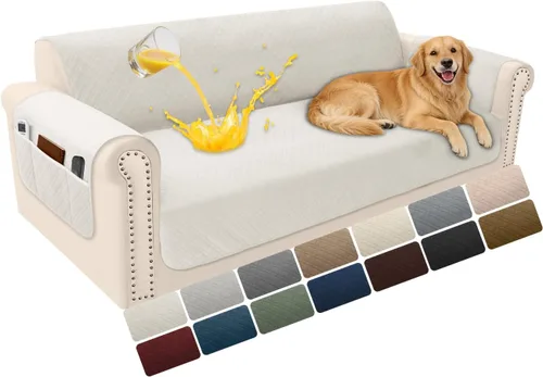 Vista 33 de Fundas de terciopelo 100% impermeables para sofá biplaza, fundas lavables para sofá de 2 plazas, fundas de sofá aptas para mascotas, protector