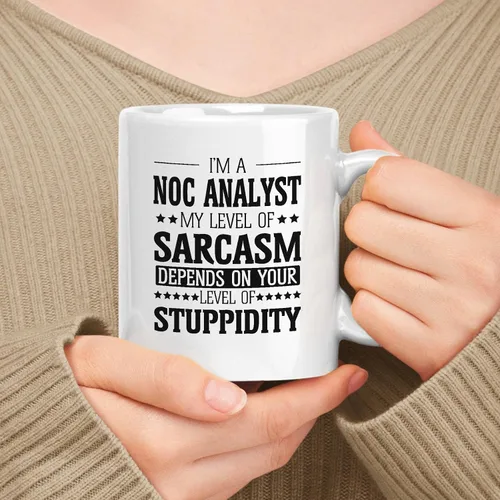 Vista 119 de Taza de cerámica blanca de regalo para administrador de 11 oz, 15 onzas, mi nivel de sarcasmo depende de tu nivel