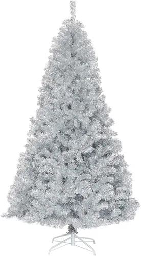 Vista 33 de Goplus Árbol de Navidad negro sin luz de 6 pies, árbol de Halloween artificial con 1036 puntas de rama, soporte de metal, árbol completo de Navidad