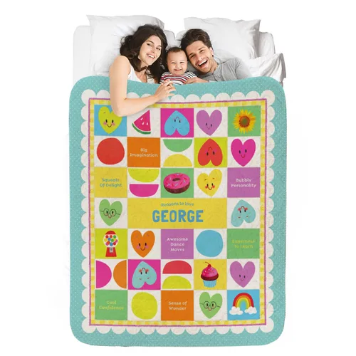 Vista 14 de I See Me! Manta Sherpa personalizada – Poliéster/Sherpa – 50 x 60 pulgadas – Rojo – Impresión de letras – Apellido de la abuela y hasta 20 nombres