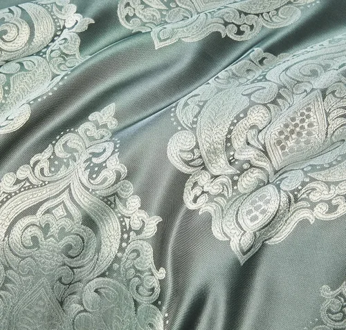 Vista 4 de Sterling Creek Trinity - Juego de edredón de lujo de 7 piezas, edredón tradicional de medallón jacquard gris y verde con cojines decorativos