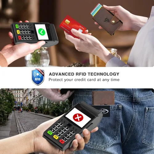 Vista 7 de Handadsume Grueso caballo loco cuero viaje regalo bolsillo frontal con moneda bolsillo tarjeta caso organizador Rfid cartera para hombres hombres