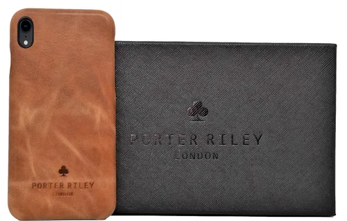 Vista 3 de Porter Riley - Funda de cuero para iPhone XR. Funda delgada de cuero genuino premium (bronceado)