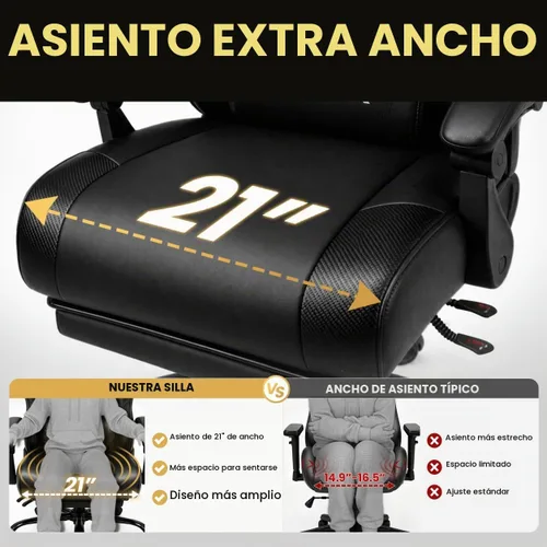 Vista 4 de Silla de juegos para adultos, silla de juegos para jugadores, silla de PC Negro