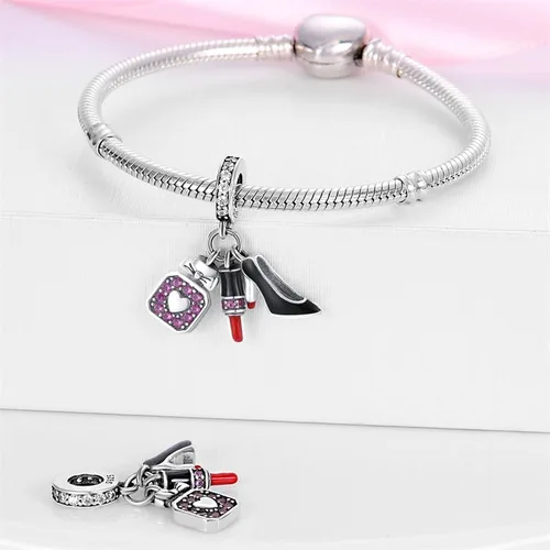 Vista 3 de CYCUFF Abalorios de plata de ley 925 adecuados para collares de dijes, pulseras, abalorios, joyería de regalo para mujer