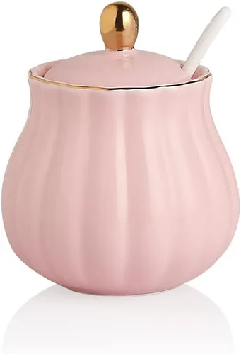 Vista 6 de Sweejar Royal - Juego de azúcar y crema de cerámica, juego de 3 piezas con jarra de crema, azucarero, juego de azúcar con tapa y cuchara, juego