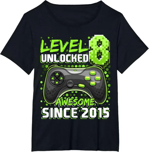 Vista 66 de Level 8 Unlocked Awesome 2015 Video Game 8th Birthday Boy T-Shirt, Negro