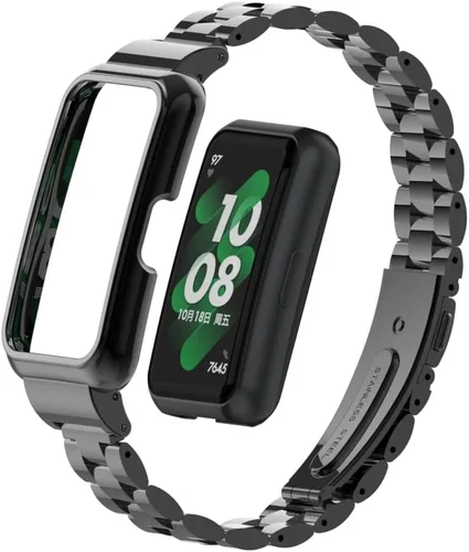 Vista 10 de HOPMC - Correa de repuesto ajustable de acero inoxidable compatible con correa de metal Huawei Band 7/8 plateado