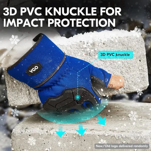 Vista 4 de Vgo... Winter Work Gloves Men,Leather Work Gloves,Anti-vibration,Mechanics Gloves,Abrasion Resistance