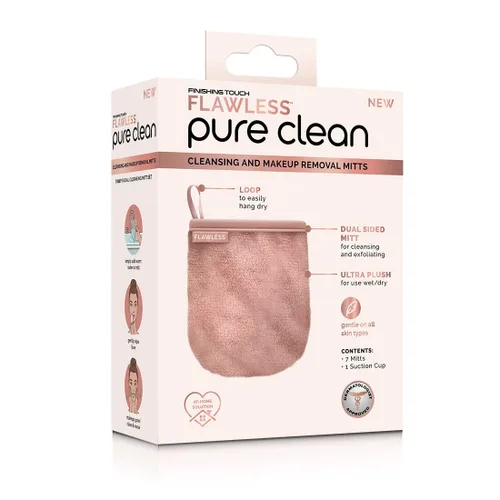 Vista 2 de Finishing Touch Flawless Guantes faciales: juego de paños removedor de maquillaje de 7 días, almohadillas reutilizables, toallitas faciales, cara