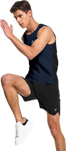 Vista 4 de DEMOZU Camiseta sin mangas para correr para hombre, para entrenamiento, gimnasio, atlética, muscular, tallas grandes y altas