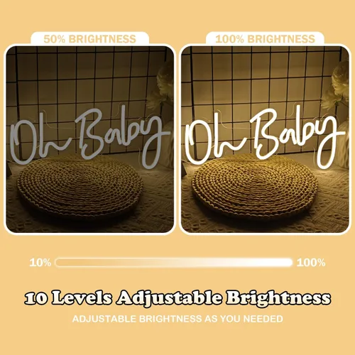 Vista 3 de Letrero de neón para decoración de pared, regulable, reutilizable, con texto en inglés "Oh Babe", letrero de neón para boda, decoración de baby