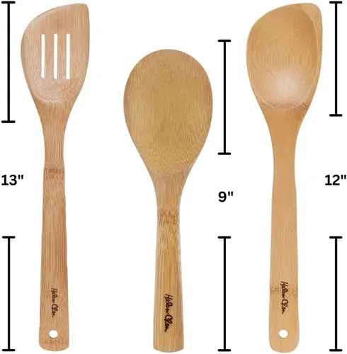 Vista 2 de Helen's Asian Kitchen Utensilios de cocina de bambú y herramientas para freír, juego de 3 piezas