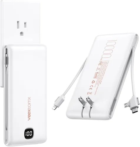 Vista 11 de VEEKTOMX Cargador portátil con cables incorporados y enchufe de pared de CA Negro rojo