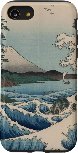 Vista 13 de Funda de pintura japonesa para iPhone 15 con diseño de ondas tradicionales japonesas