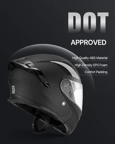 Vista 3 de VEVOR Casco de motocicleta aprobado por DOT, casco de motocross para adultos con visera transparente grande, cómodo para carreras de motocicleta