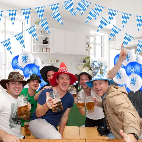 Vista 5 de TUPARKA Bandera de banderín bávaro de 98 pies para el Oktoberfest, decoraciones para el Oktoberfest, suministros para fiestas