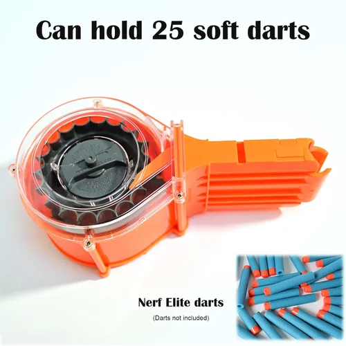 Vista 2 de Tambor de dardos, 25 dardos, accesorio para lanzadores Nerf N-Strike Elite
