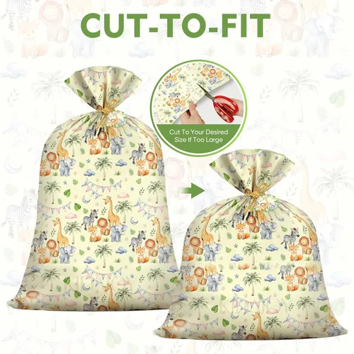 Vista 9 de KIDAJOY Bolsas de regalo de plástico grandes de animales para baby shower, 56 x 36 pulgadas, bolsas de regalo jumbo con diseño de animales