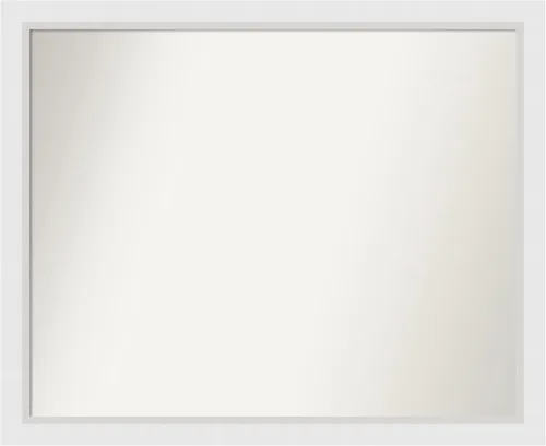 Vista 131 de Amanti Art Espejo de baño blanco para sobre el fregadero, 24 x 26 pulgadas, espejo rectangular blanco y blanco, marco de madera contemporáneo