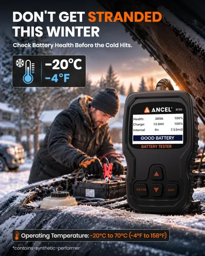 Vista 6 de Probador de batería de coche ANCEL BT310 12V/24V, probador de carga Negro