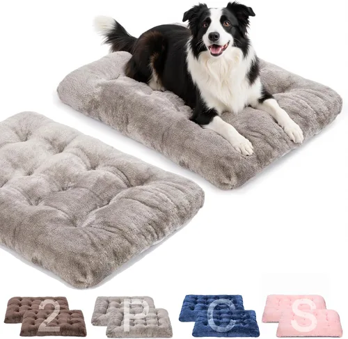 Vista 15 de POMIU Paquete de 2 camas lavables para perros, camas de felpa de lujo con antideslizante, lavable a máquina, tapete para dormir para perros grandes
