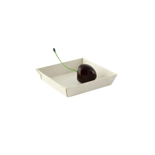 Vista 4 de PacknWood Bandeja cuadrada de madera samurái Plato de madera biodegradable para servir Bandeja Charcaturie Bandeja decorativa para sala