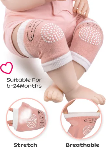 Vista 18 de BOSONER Rodilleras antideslizantes para bebés, rodilleras unisex para bebés y niños pequeños, 5 pares