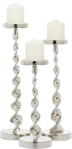Vista 7 de Deco 79 Portavelas decorativo de metal de aluminio, juego de 3 candelabros de 19 pulgadas, 17 pulgadas, 14 pulgadas de alto, dorado