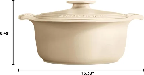 Vista 9 de Emile Henry SUBLIME - Horno holandés redondo de cerámica, fabricado en Francia, 4 cuartos de galón, color crema
