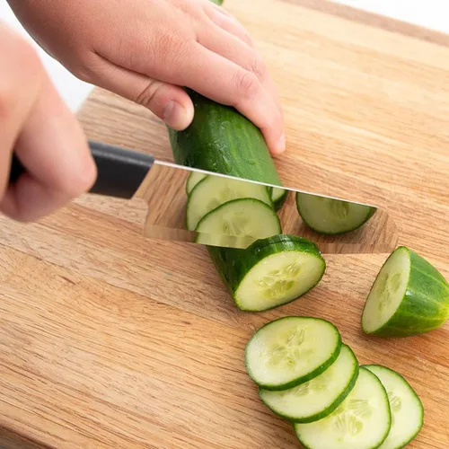Vista 4 de Rada Cuchillo de cocina para cubiertos, hoja de acero inoxidable y mango de resina de acero negro, fabricado en EE. UU., 10-7/8 pulgadas
