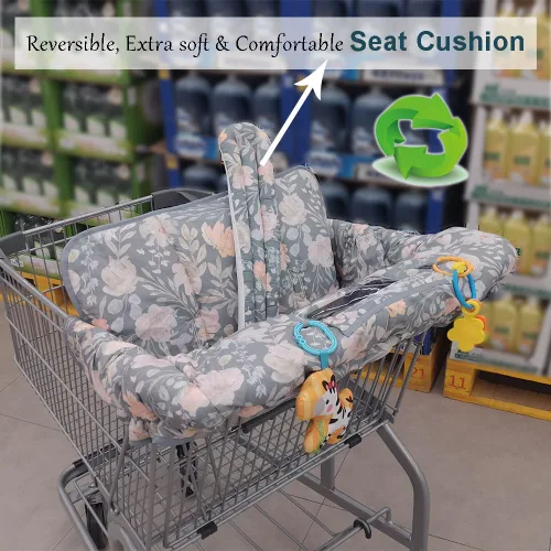 Vista 4 de ICOPUCA Funda para carrito de compras para bebé, funda de carrito 2 en 1 para bebés y silla alta, funda acolchada para asiento de carrito