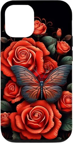 Vista 28 de Cute Butterfly Red Floral Flower Butterfly Rose Case for iPhone 17