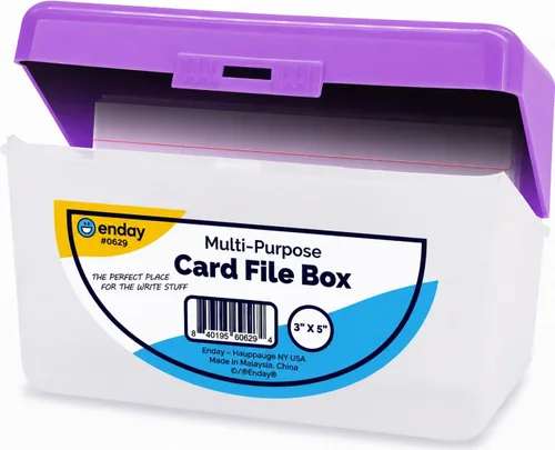 Vista 8 de Enday Caja de tarjeta de índice azul 3x5, organizador de tarjetas de índice, soporte para tarjetas flash, capacidad para 250 tarjetas.